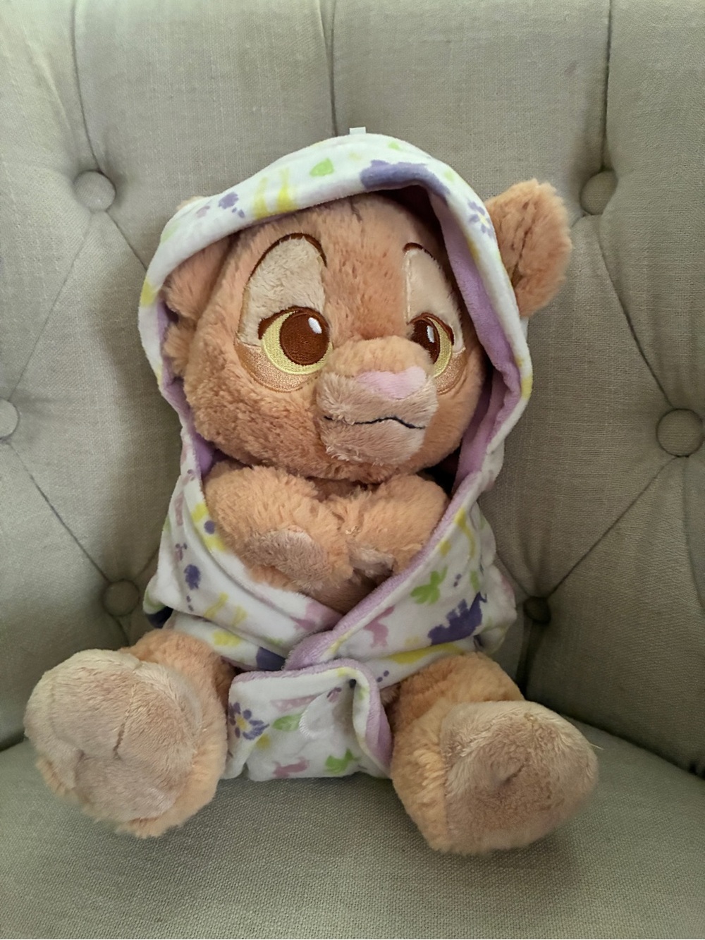 Disney Plush Lion Cub in Light Purple-Trim Hooded blanket
